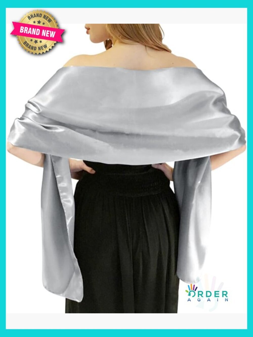 Extra Long Satin Shawl Wrap for Evening Dresses Bridal Party Formal Wear